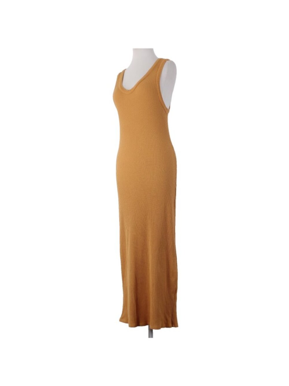 Stateside Dress Sz M Orange Ribbed Long Round Neck Cotton Spandex Dress - Picture 2 of 8